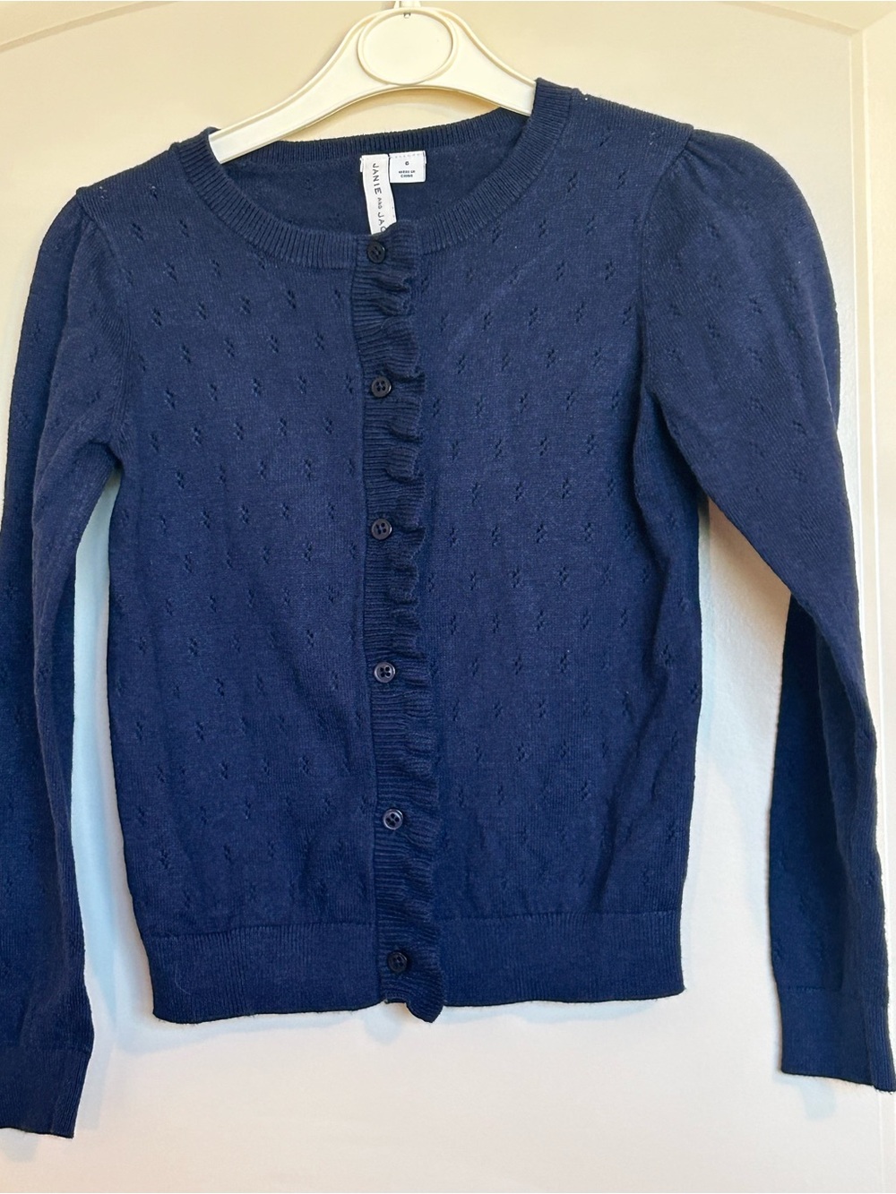 Sz 6 Janie and Jack Pointelle Ruffle Cardigan